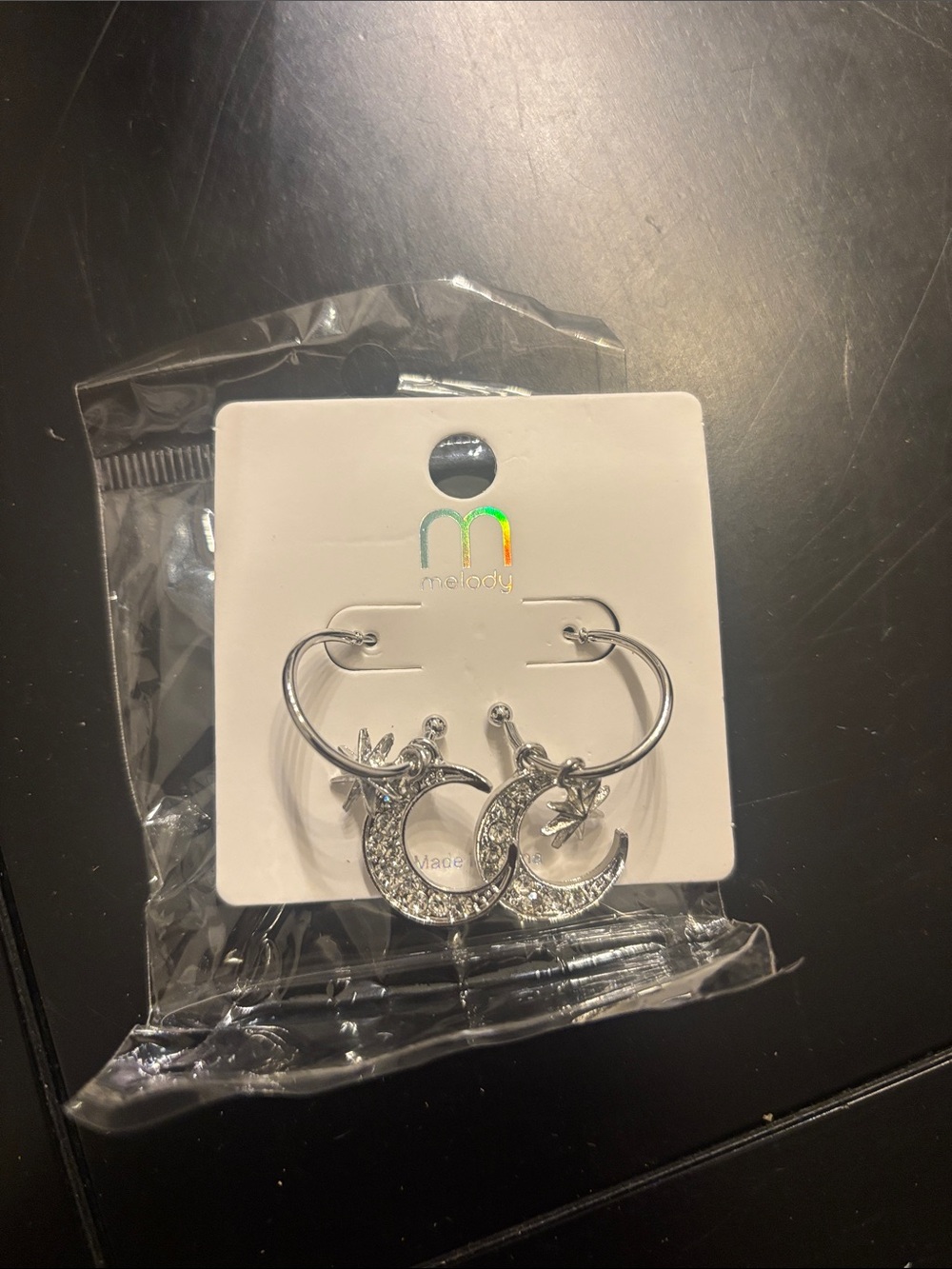 Melody Silver Moon & Star Hoop Earrings